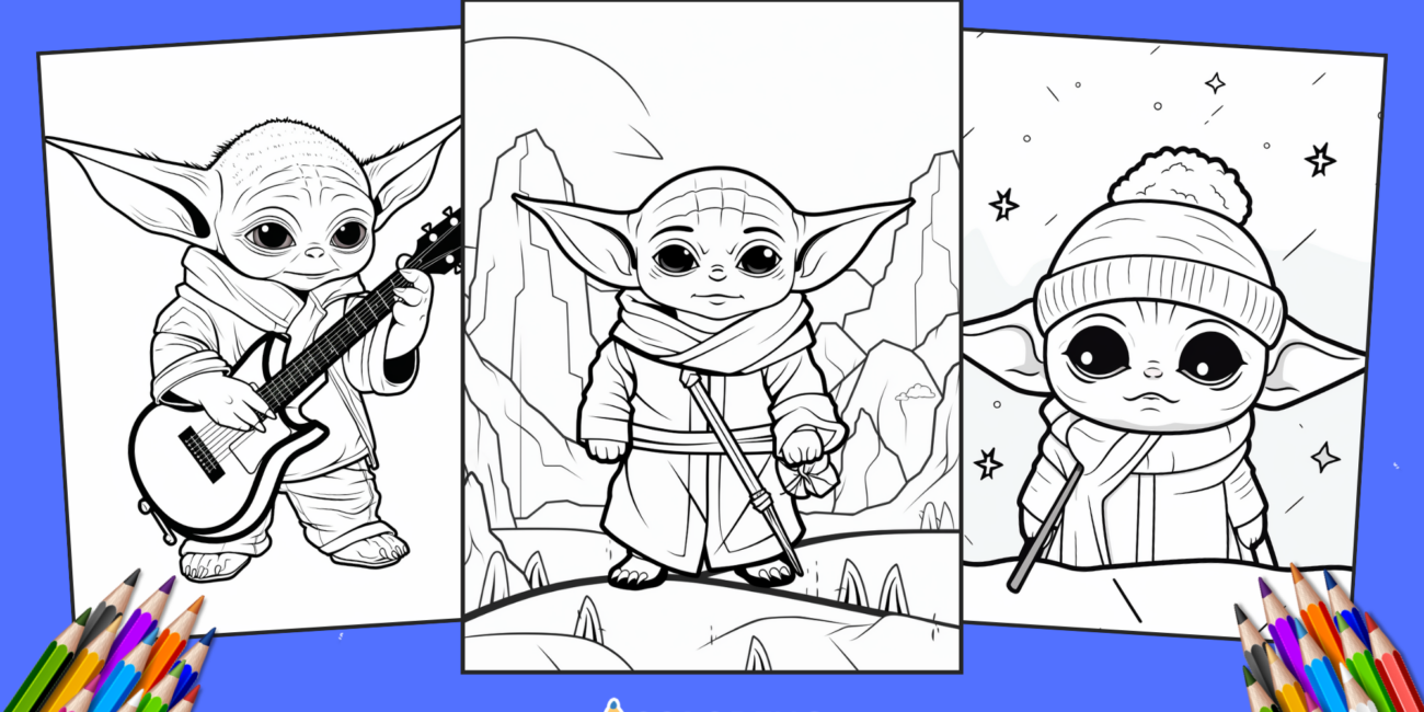 25 Baby Yoda Coloring Pages for kids