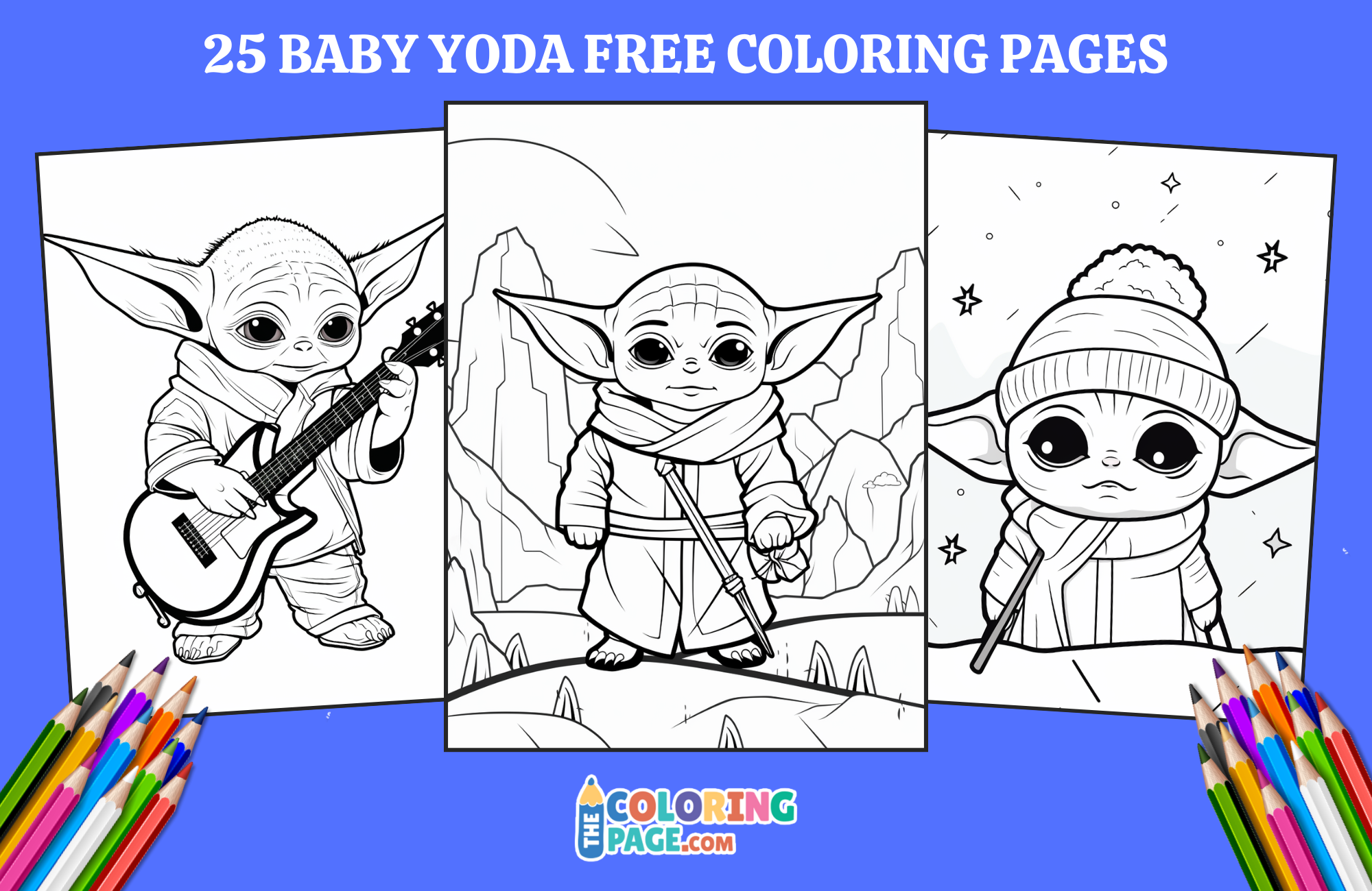 25 Baby Yoda Coloring Pages for kids