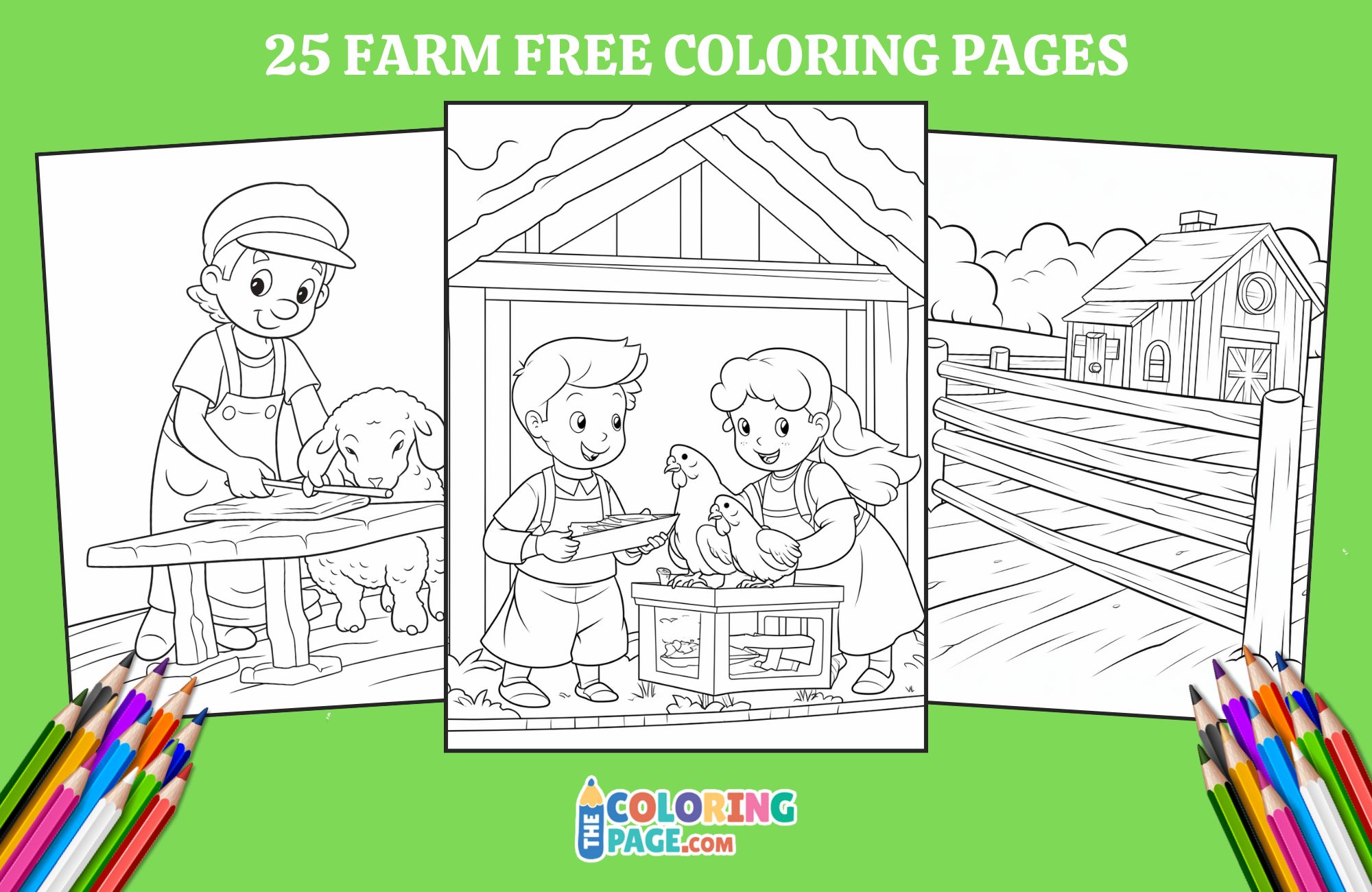 25 Farm Coloring Pages for kids
