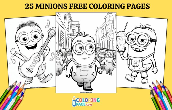 25 Minions Coloring Pages for kids