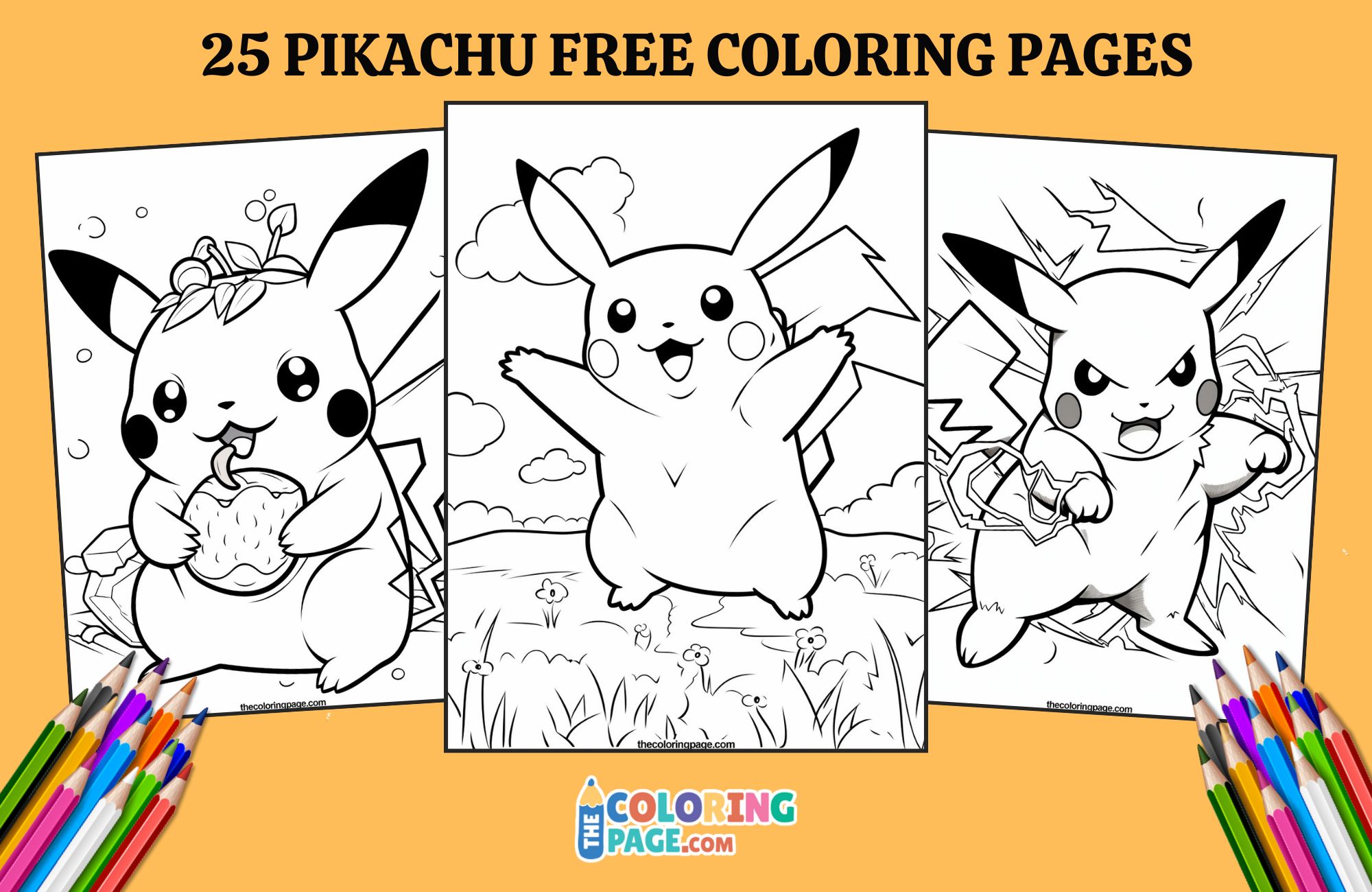 25 Pikachu Coloring Pages for kids