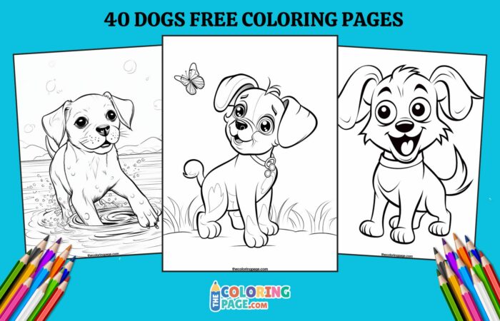 40 Dogs Coloring Pages for kids
