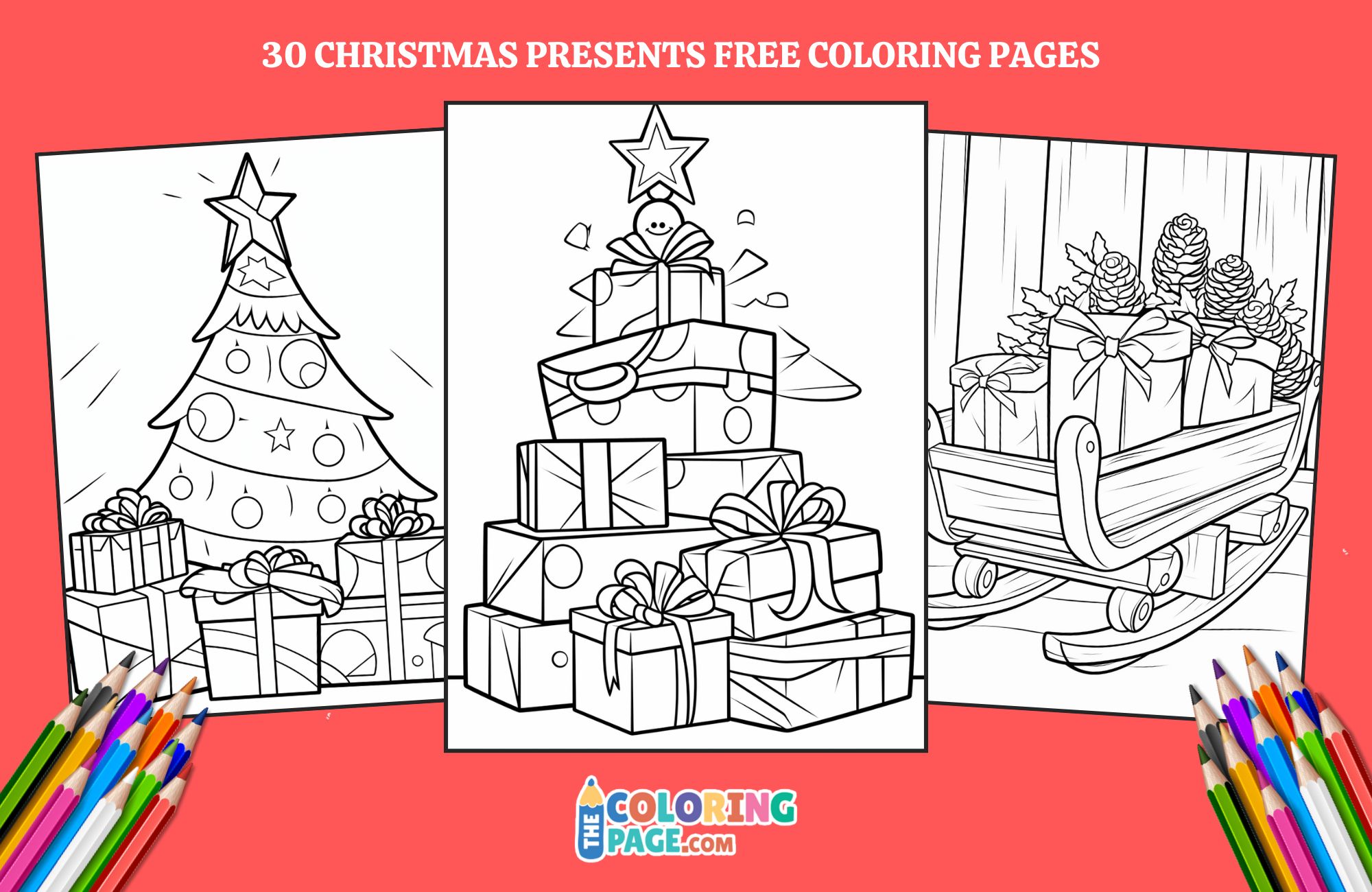 30 Free Christmas Presents Coloring Pages for kids