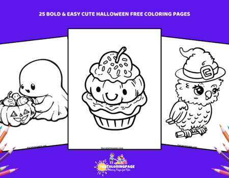 25 Free Bold & Easy Cute Halloween Coloring Pages for Kids: A Spooky-Cute Coloring Adventure!