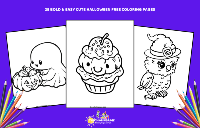 25 Free Bold & Easy Cute Halloween Coloring Pages for Kids: A Spooky-Cute Coloring Adventure!