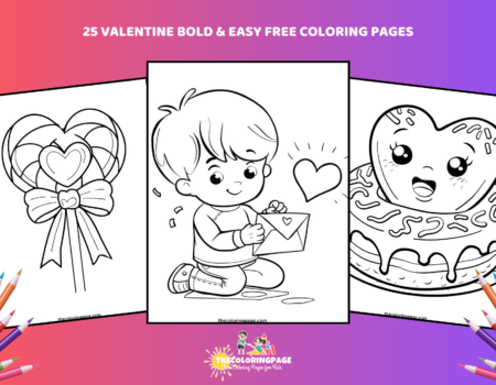 25 Free Valentine Bold & Easy Coloring Pages