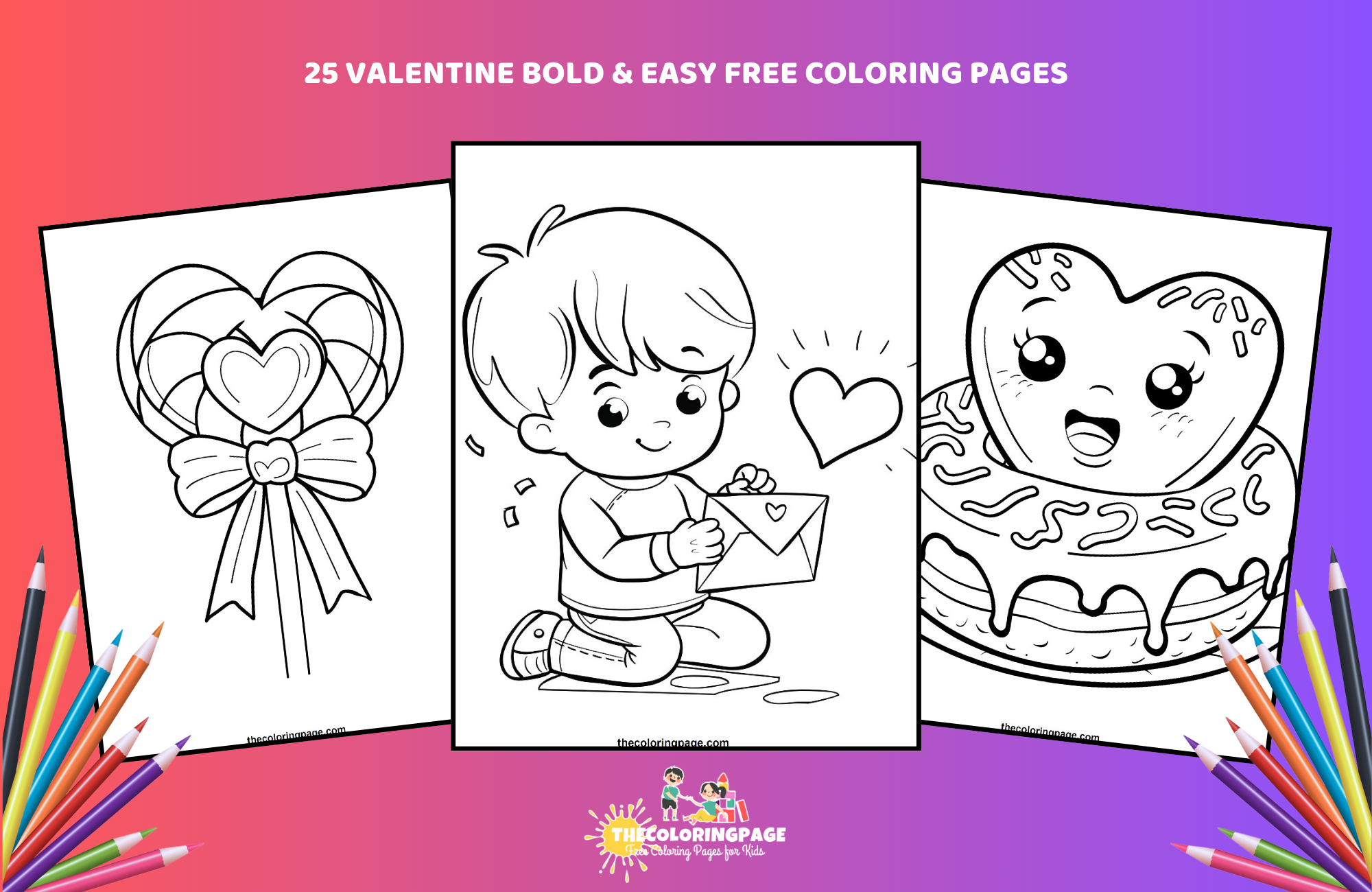 25 Free Valentine Bold & Easy Coloring Pages