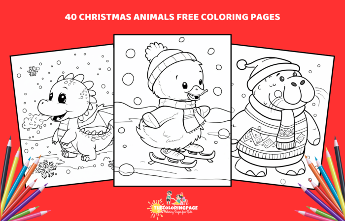 40 Free Animals Christmas Coloring Pages