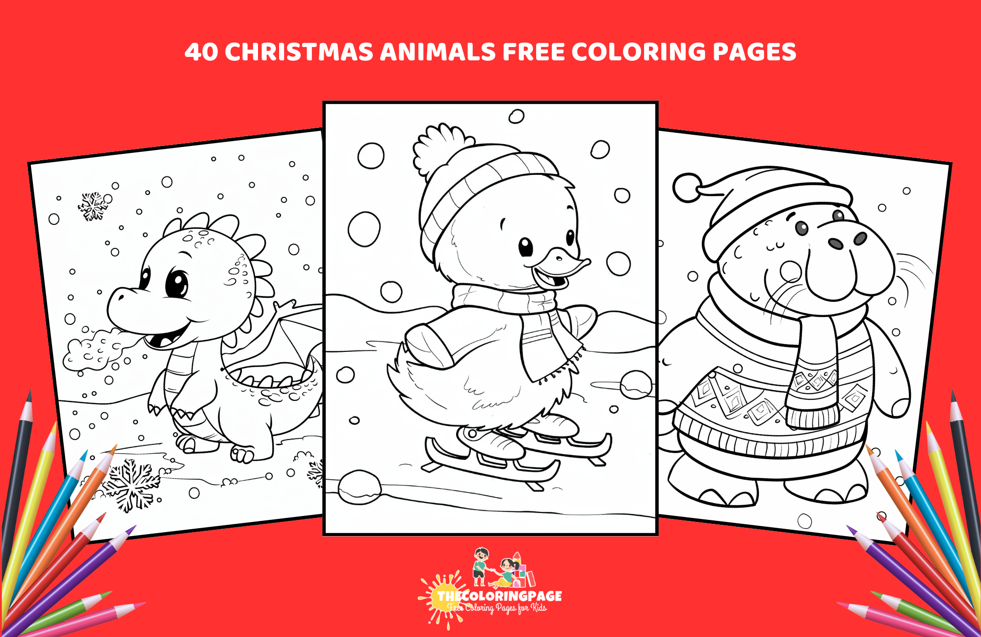 40 Free Animals Christmas Coloring Pages