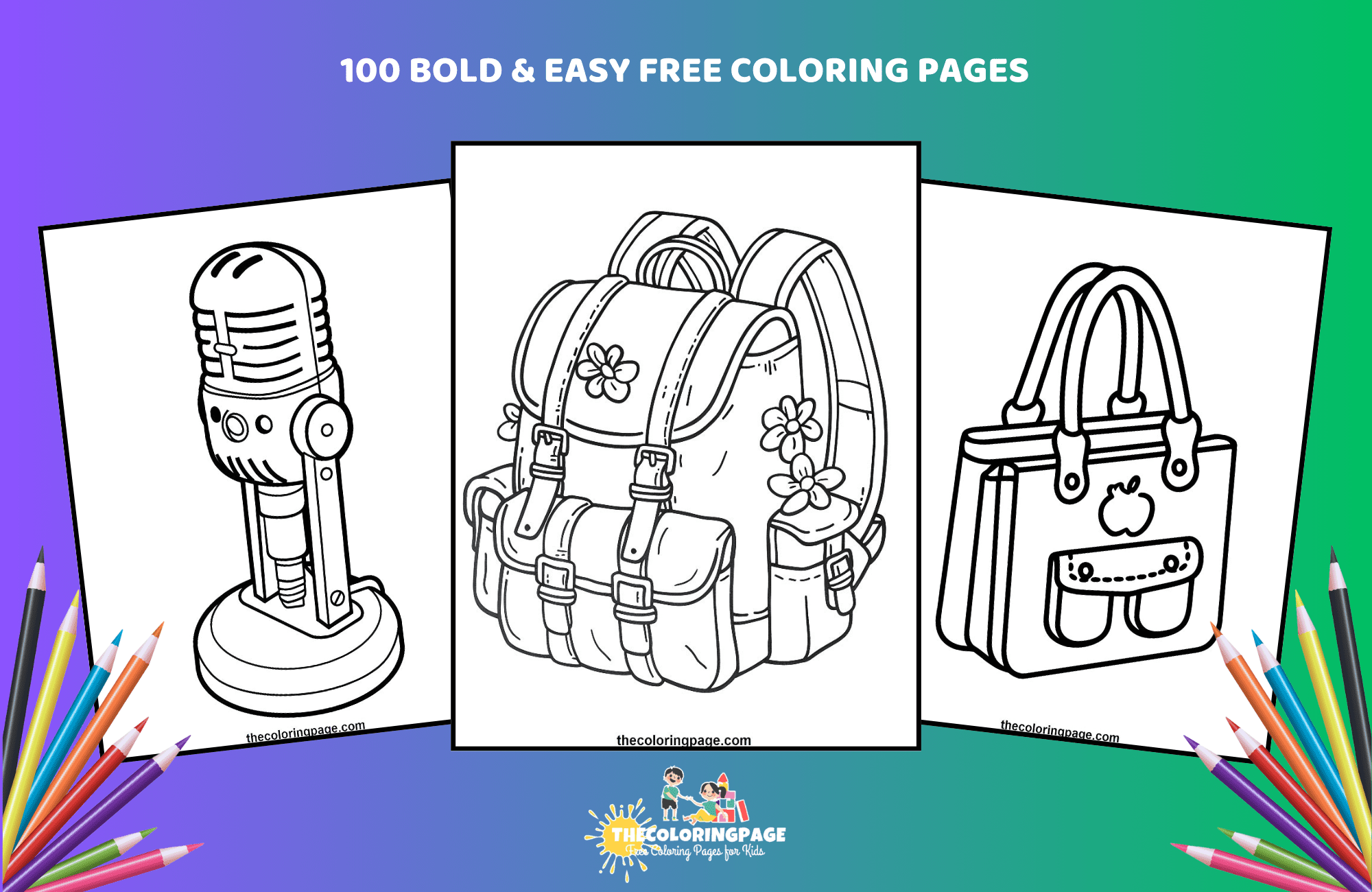 100 Free Bold & Easy Coloring Pages - Perfect for Kids