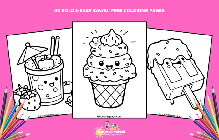 40 Free Bold & Easy Kawaii Coloring Pages for Kids: A Cute & Fun Coloring Adventure!