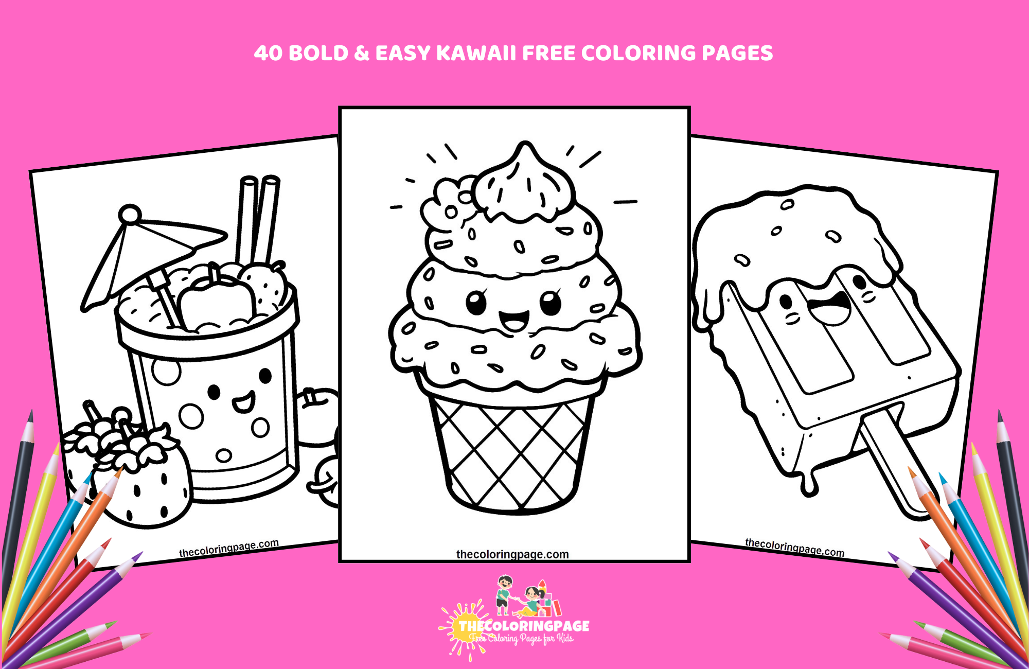 40 Free Bold & Easy Kawaii Coloring Pages for Kids: A Cute & Fun Coloring Adventure!